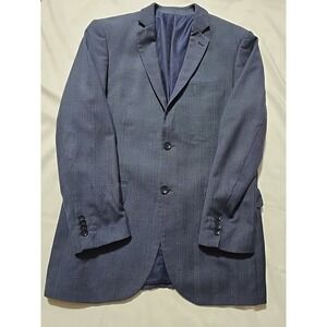 Boccaccio Uomo 38R Blue Windowpane Plaid Blazer Preppy Suit Jacket